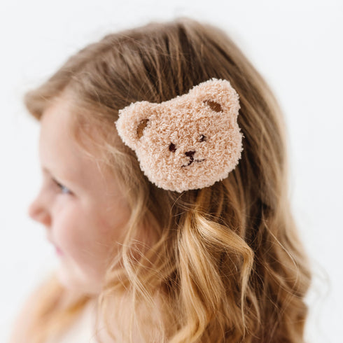 2pk-novelty-clips-teddy-oak Baby Bling Bows clips headbands - Sophia's Style-